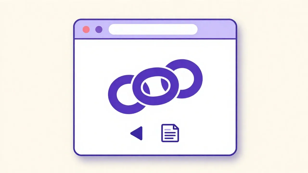 Browser window: chain-link and sharing icons.