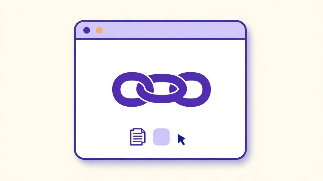 Browser window: chain-link and sharing icons.